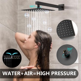 GBBNE Shower System Rain Shower Head and Handle Set Wall Mount Shower Faucet Set Fixture Combo 2 in 1 Handheld Spray Brass Rough-in Valve with 8 Inch Showerhead Oil Rubbed Bronze