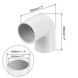 sourcing map PVC Pipe Connector 90 Degree Elbow Fitting 25 mm Change of Direction for Hose Electrical Cable Pack of 10