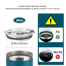Replacement Flip Lids for 20 oz Insulated Tumbler,2 Pack Covers Spill Proof Splash Resistant Tumbler Lid,Compatible with Yeti/Ozark Trail/Sunwell and More Brand 20 oz Tumbler/Mug
