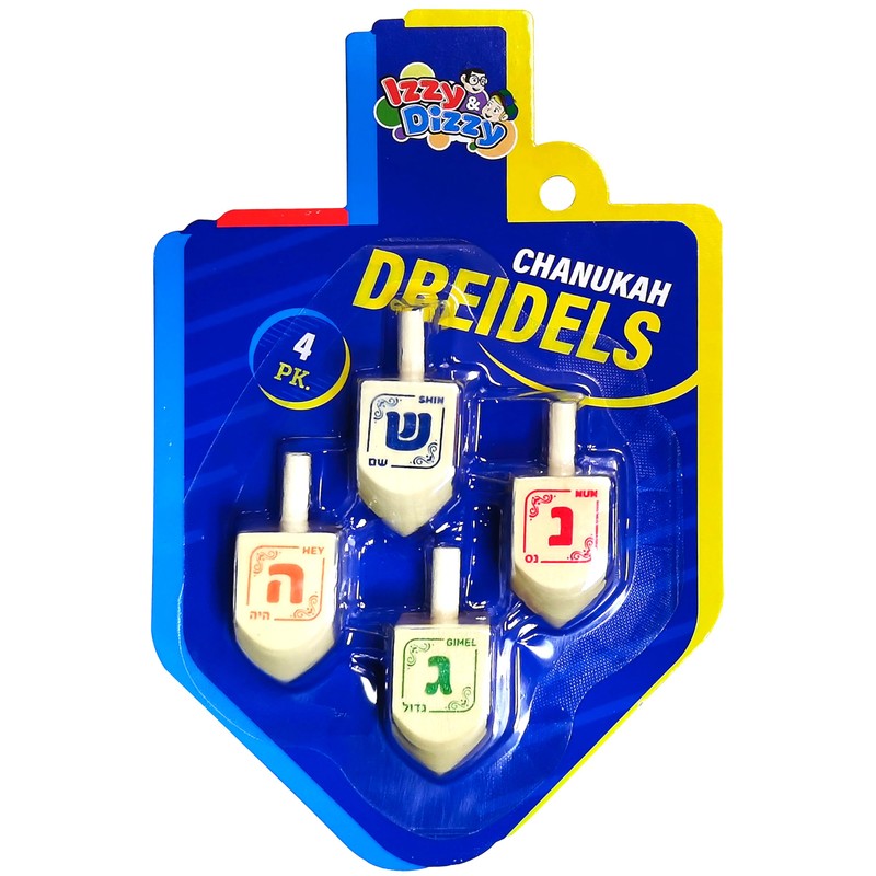 Hanukkah Dreidels - Natural Wooden Dreidel - 4 Pack Medium