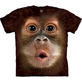 The Mountain Big Face Baby Orangutan Adult T-Shirt, Brown, 5XL