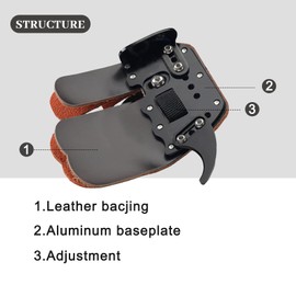 Ruiqas Archery Finger Tab for Right Hands Aluminum Plate Cow Leather Adjustable Finger Protector Shooting Guard for Recurve Bow Archery Competition