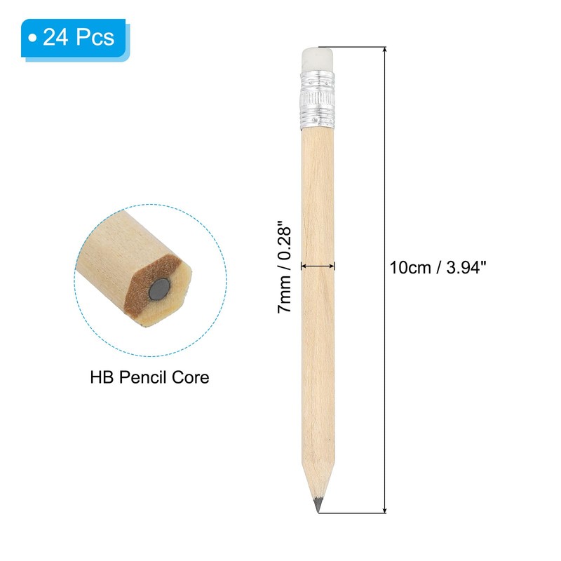 PATIKIL Half Pencils Bulk Pack of 24 Pre-Sharpened Short Hexagon
