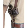 Barsony Brown Leather Vertical Shoulder Holster w/Speed-loader Pouch for 6"