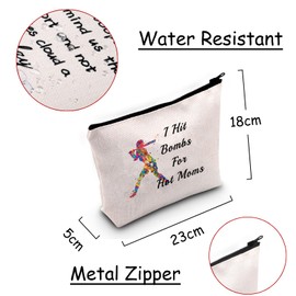 JXGZSO Funny Baseball Gift I Hit Bombs for Hot Moms Baseball Cosmetic Bag Baseball Player Retirement Gift Baseball Lover Gift (I hit Bombs Bag)