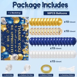 Jumpama Thank You for All You Do Decorations We Appreciate You Backdrop and Balloons Thank You Banner Appreciation Party Decoration for Employee Staff Teacher Volunteer Graduation Lab Week