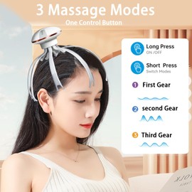 Electric Head Scalp Massager with 3 Kneading Modes, 360 Degree Head Massager Head Massage Spider Portable Handheld Head Massager for Body Relaxation, Gift