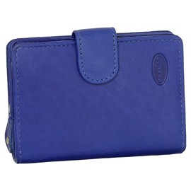 Small Luxury Leather Women's Purse with Zip 8 cm Various Colours, royal blue, Modern
