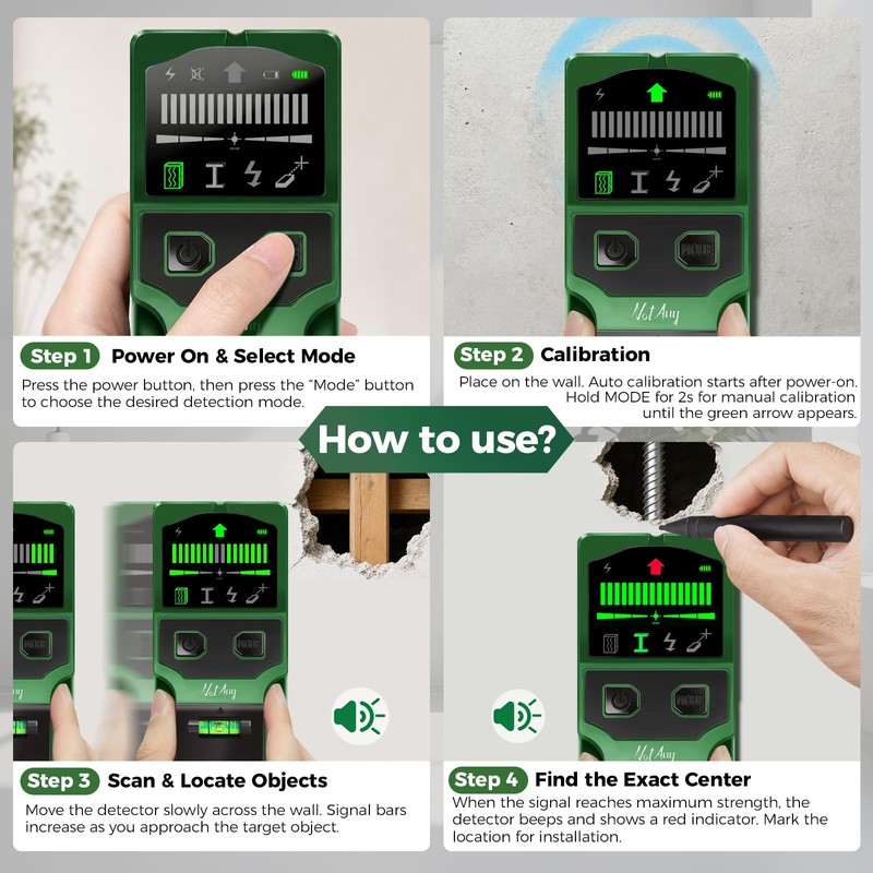 Stud Finder Wall Scanner - 7-in-1 Electronic Stud Detector with