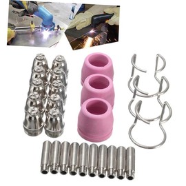 SHINEOFI 1 Set Plasma Cutter Accessories Kit for Welding Torch Nozzles Electrodes Cups Clips High Temperature Resistant Durable and Easy to Assemble Welding Torch Parts