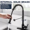 ZSW Kitchen Faucets with Pull Down Sprayer Black Spring Commercial