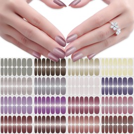 JERCLITY 224 Pieces 16 Sheets Glitter Solid Color Nail Polish Strips Nail Strips Nail Wraps with Nail File Self-Adhesive Nail Stickers Full Nail Wraps for Women Girls Nail Art