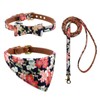 3PCS Bow Tie Dog Collar and Leash Set Plaid/Camo/Dots/Flower Dog