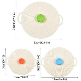 3pcs Universal Silicone Lids for Pots and Pans, Silicone Microwave Splatter Cover, Reusable Suction Seal Covers for Bowls, Plates,Pots, Cups. 3 Sizes Food Suction Lids - 7/9.45/12.8 inch