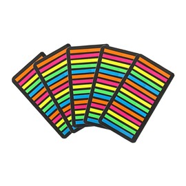 WIICOYK Ultra Thin Film Sticky Notes, Heading, Index, 5 Fluorescent Colors, Notebook, Word Book, Colorful, 0.2 inch (4 mm), 300 Sheets per Pad (5 Pads x 300 Sheets)