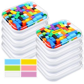 Sanwuta 10 Pcs Hard Zipper Case Clear Hard Pouches Plastic Zipper Pencil Box Toy Storage Bins Portable Plastic Containers for Travel Toiletry Office Cosmetic Blocks Puzzles Organizer (M)
