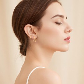 LILIE&WHITE Rose Gold Rectangular Hoop Earrings for Women, Hypoallergenic & Non-Fading, Elegant Statement Jewelry, Gift for Birthdays, Anniversaries & Special Occasions