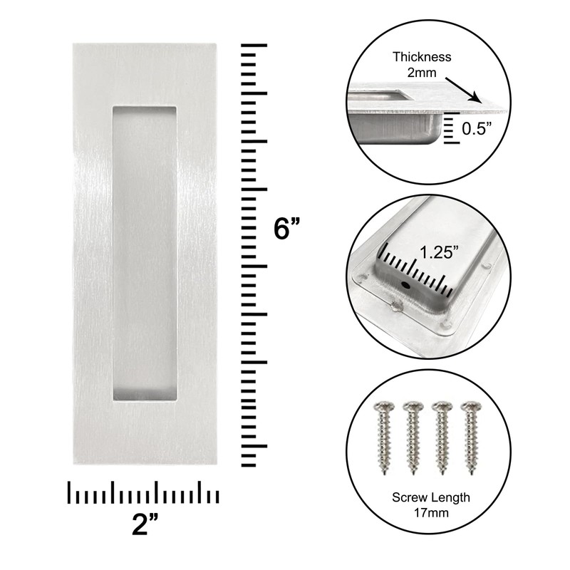 youthua 6 Inch Recessed Finger Flush Pulls，Pocket Door Handles，for Sliding