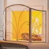Kingson 3-Panel Arched Fireplace Screen Decorative, Handcrafted Scroll Wrought Iron