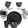 LIYH 48pcs Black Wheat Straw Dinnerware, Plates and Bowls Set,