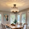 Piepooye Modern Crystal Chandelier 4 Lights Black Semi Flush Mount
