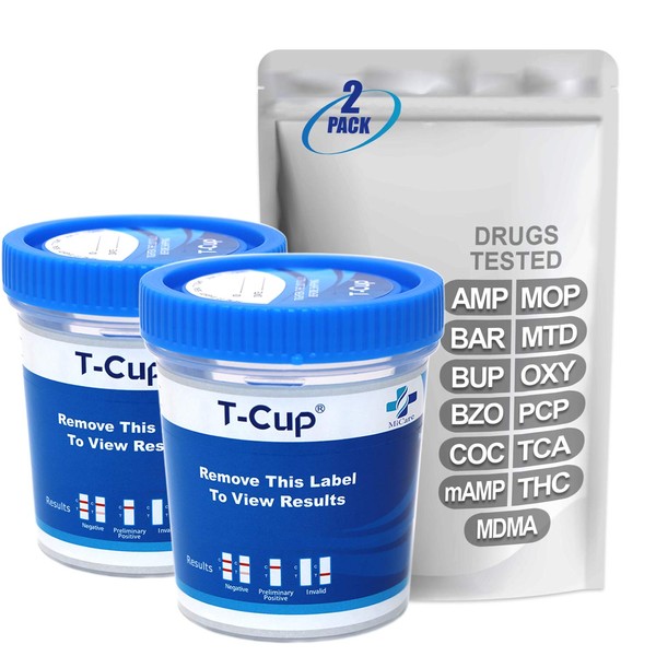 MiCare [2pk] - 13-Panel Multi Test Cup (AMP/BAR/BUP/BZO/COC/mAMP/MDMA/MOP/MTD/OXY/PCP/TCA/THC) #MI-TDOA-2135