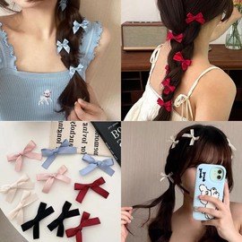 Women's Ribbon Mini Hair Claw Clip Set (5-Piece) for Styling & Decoration Mini Light Pink (5 Pcs) 15ea