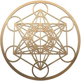 Fourth Level MFG 12 inch Metatron's Cube Sacred Geometry Wood Wall Art, Zen Home Decor for Yoga/Meditation, Crystal Grid Board(Gold)