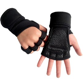 AYNKH Non-Slip Fitness Gloves, Breathable Silicon Padded Wrist Support Wrapped Gym Grips Palm Protector for Weightlifting Bodybuilding Exercise