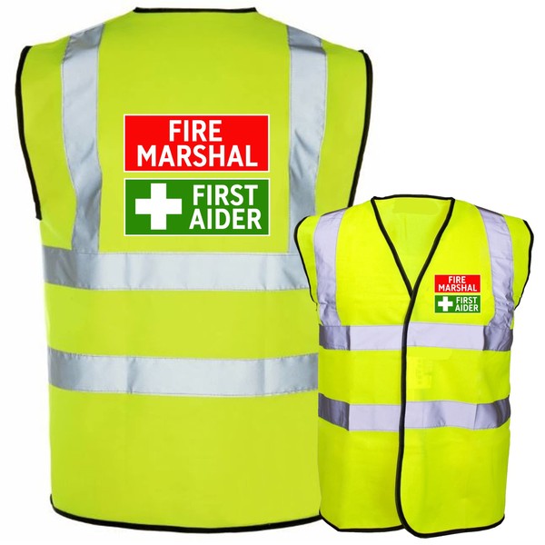 Fire Marshal First Aider Combined Yellow Hi Vis Viz Reflective