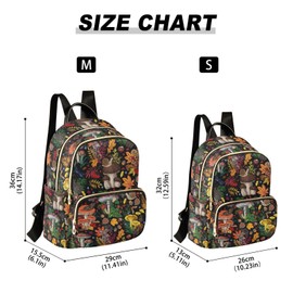 Mnsruu Mushrooms Plants Insects Backpack Women Laides Rucksack School Bags Lightweight Shoulder Bag Daypack for Womens, Ladies & Girls M