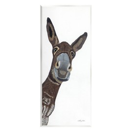 Stupell Industries Donkey Peering Happily Casual Farm Animal Portrait Wood Wall Art, Design By Ashley Justice