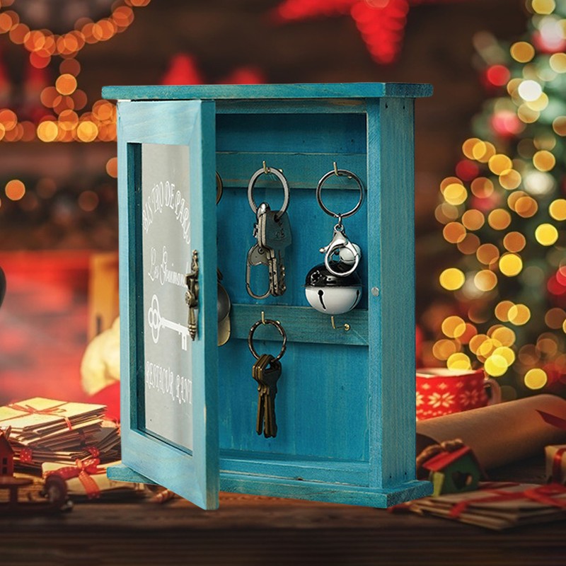 Key Organizer Wooden Key Cabinet Wall Box Beautiful Durable Retro