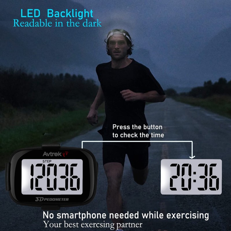 AVTREK 3D Step Counter For Walking Accurate Jumbo Screen Numbers