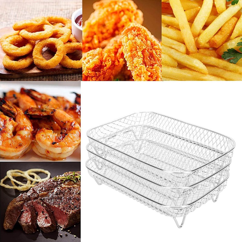 3 Layer Fryer Grilling Rack Stainless Steel Fryer Stakable Racks