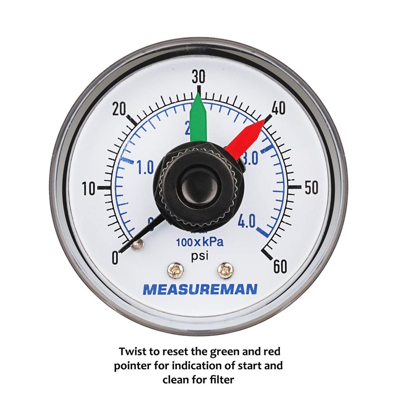 MEASUREMAN Boxed Pressure Gauge with Dial Replacement for Select Filters,