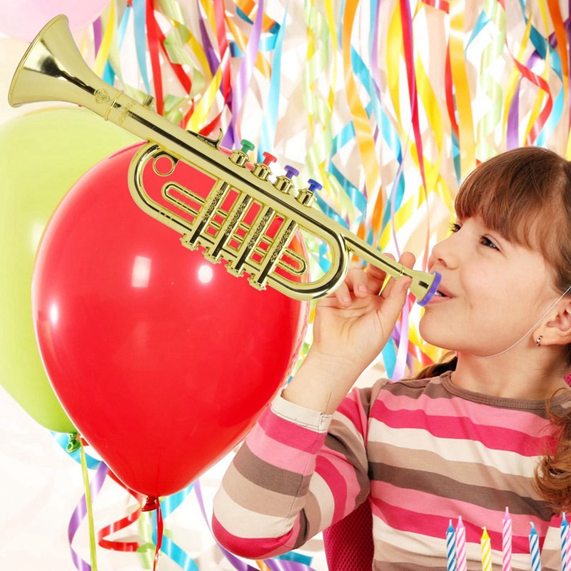 Kid Trumpet Golden Coated Plastic Children Preschool Music Toy Gift