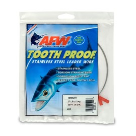 AFW #2 Tooth Proof Stainless Steel Single Strand Leader Wire, 27 lb Test, Bright 30 ft