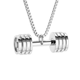 XSMZB Dumbbell Cremation Jewelry for Ashes Memorial Urn Necklace for Ashes for Women Men Funeral Ashes Keepsake Pendant for Loved One(Silver)