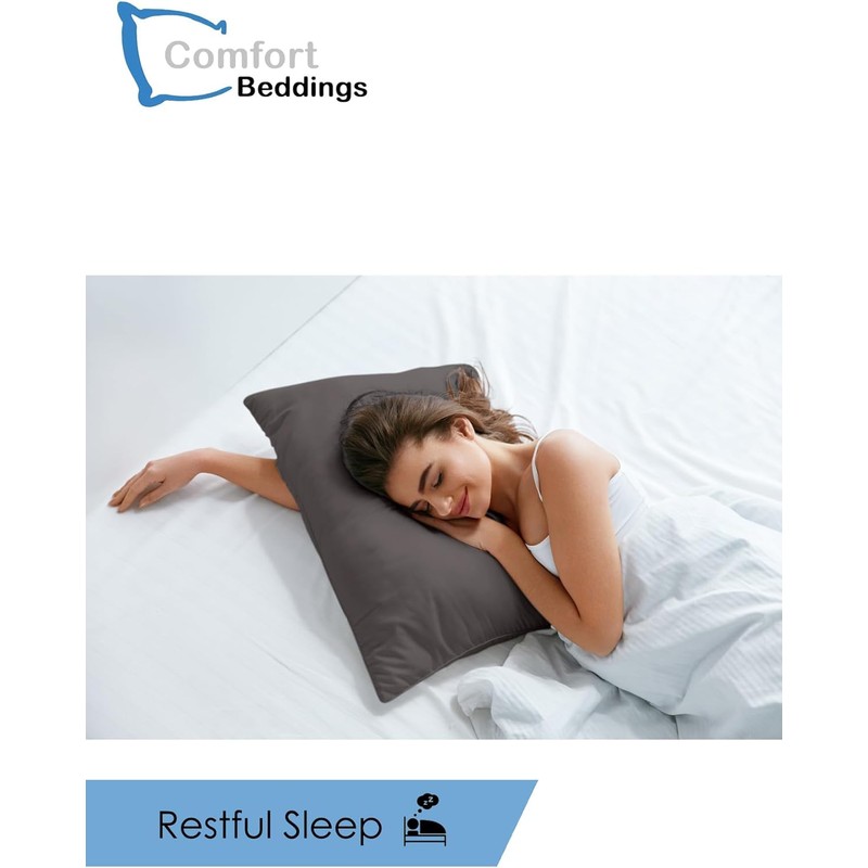 Comfort Beddings Premium Quality Grey Pillowcases 100% Cotton Blend Grey
