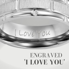 Willis Judd Titanium Ring for Men Engraved I Love You In Gift Box Wedding Band Ring Mens Engagement Ring Groove Promise Ring Comfort Fit Silver Size R