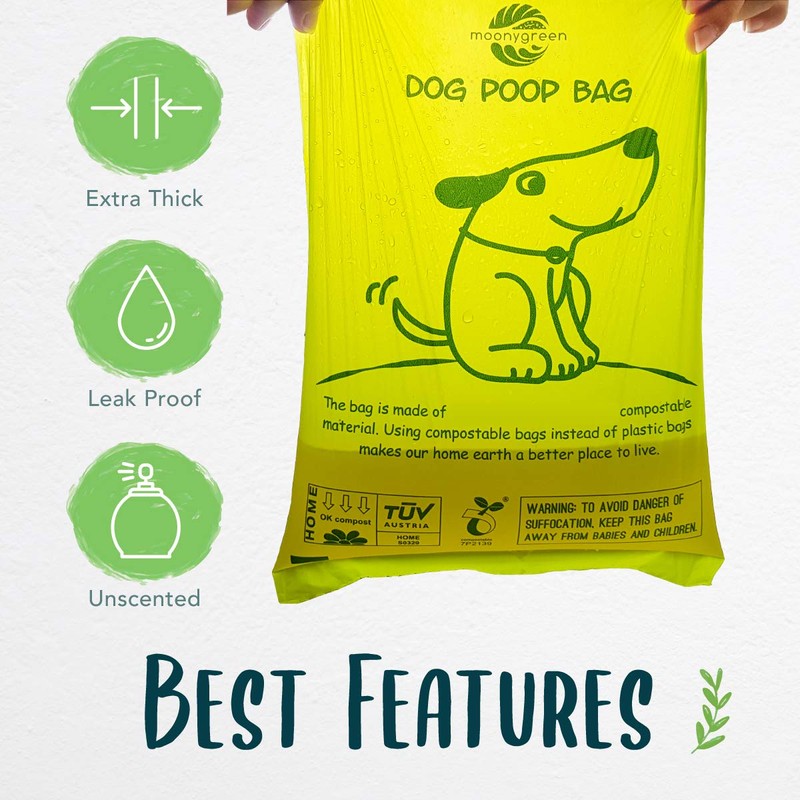 moonygreen 60 Count Compostable Dog Poop Bags, Extra Thick, Leak