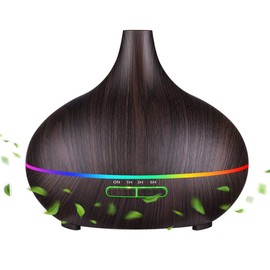 OBEV Büyük 500 mL Hava Nemlendirici Ultrasonik Ortam Nemlendirici Oda Nemlendirici Işıklı Buharlı Nemlendirici Ayarlanabilir Zamanlayıcılı Otomatik Kapanma Özelliği Nemlendirici Led Işıklı Buhar Makinesi (Koyu Ahşap)