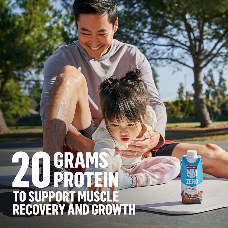 Muscle Milk Zero Protein Shake, Chocolate,20g Protein, Zero Sugar, 100