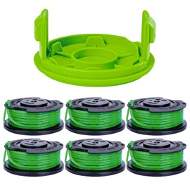 Greenworks 0.080" Single Line Auto-Feed String Trimmer Spools (6-Pack) + Replacement Spool Cover