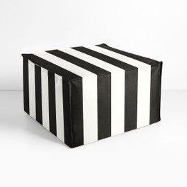 Sorra Home Sunbrella Top Stitch Pouf Cushion - Square, Outdoor Stuffed Plush Ottoman & Foot Rest Stool - Balcony, Patio, Poolside Furniture Accessory - Cabana Classic (23" x 23" x 14")