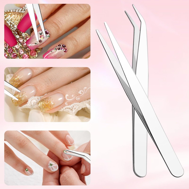 Simsky 2pcs Eyelash Extension Tweezers False Eyelash Extension Tweezers