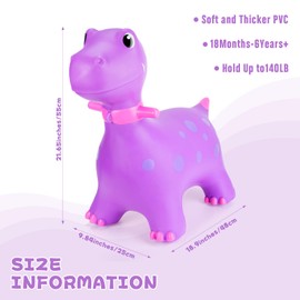 Leyndo 2 Pcs Dinosaur Bouncy Hopper Inflatable Ride on Bouncing Dinosaur Animal Jumping Toys with Pump Dinosaur Ride on Hopping Toys for 6 + Years Old Girls Boys, 2 Colors