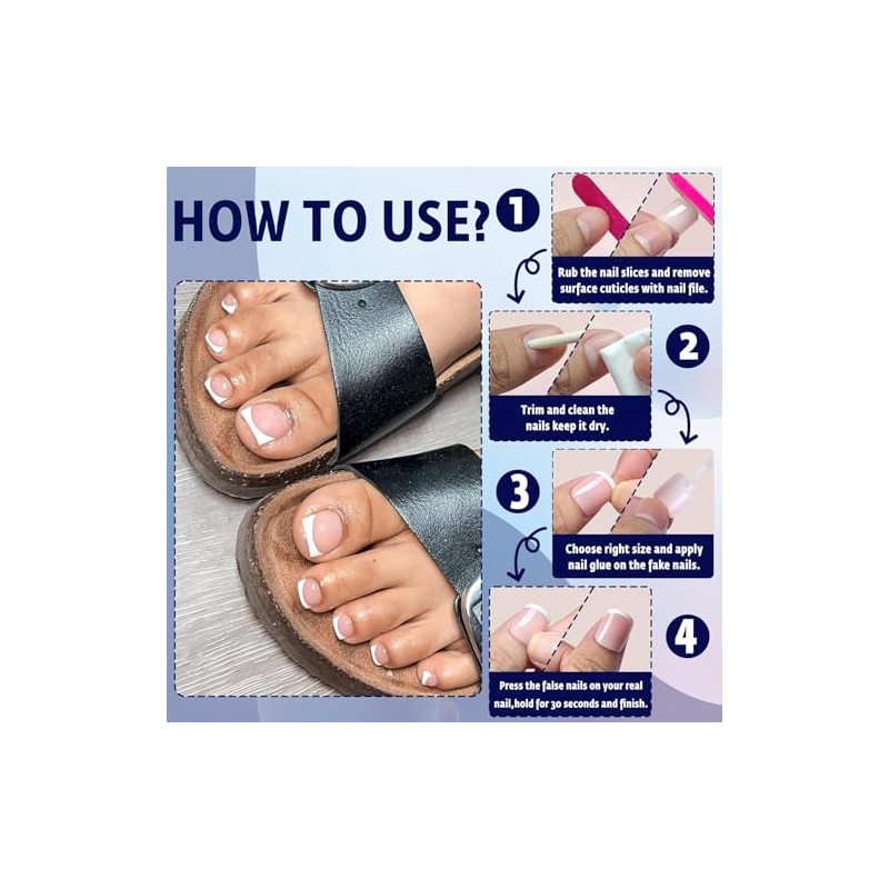 Tips Uñas Postizas para los Pies, 120 Uds Acrílicas Estilo