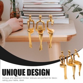 Artibetter Gold Thinker Statue Abstract Art Sculpture 3pcs Resin Thinker Figurine Collectible Modern Human Statue Bookshelf Decor for Home Office 3pcs